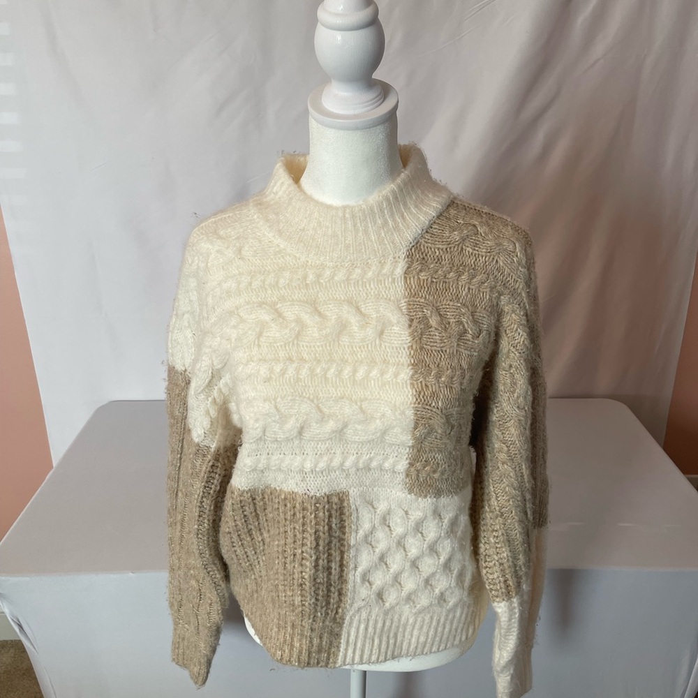 Abercrombie Cozy Patchwork Cable Knit Sweater - C… - image 3